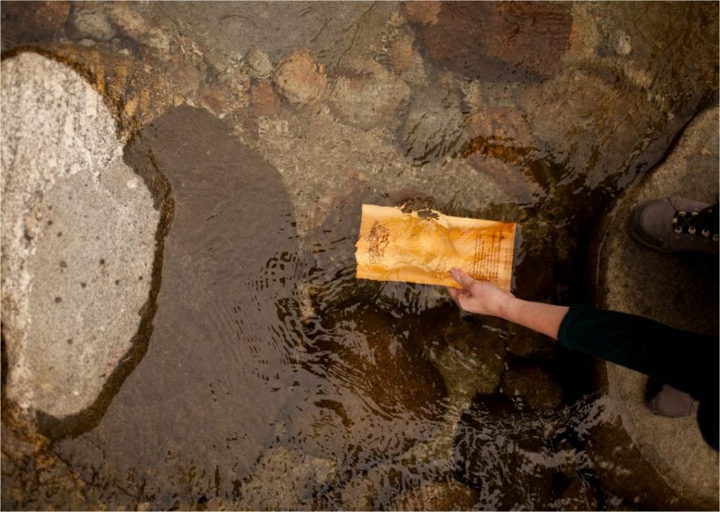 Soaking Grilling Plank in Mountain Spring Water